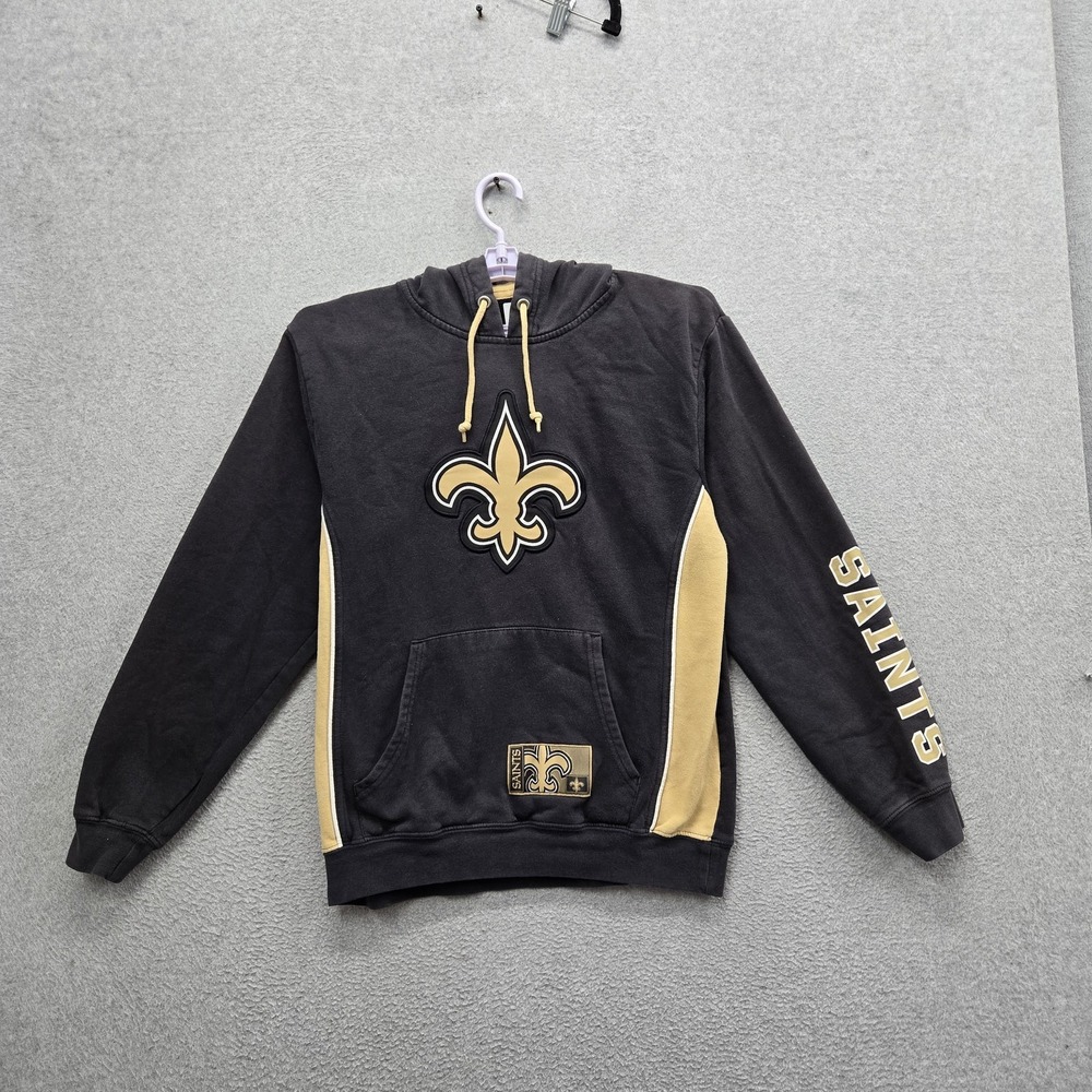 New Orleans Saints Men Hoodie M Black Embroidered Majestic Fleur-De-Lis Saints